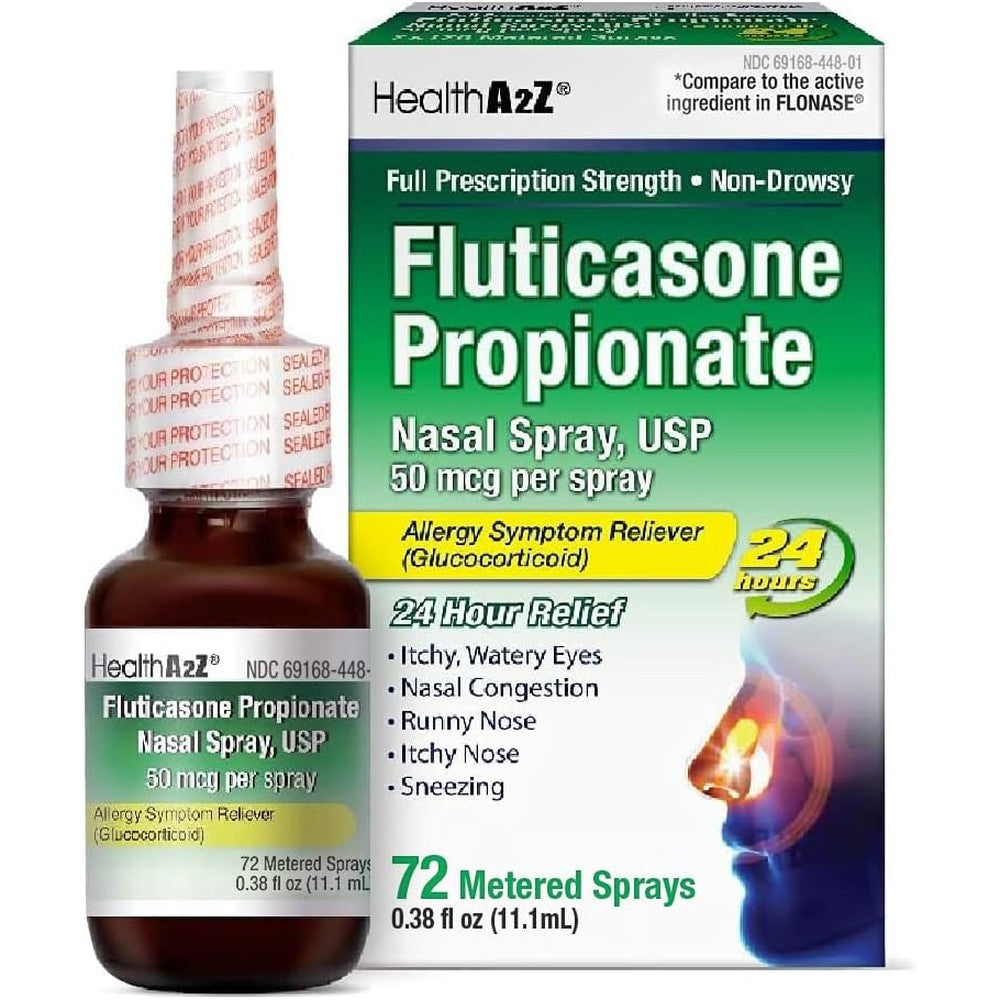 HealthA2Z Fluticasone Propionate Nasal Spray front view bottle for non drowsy allergy relief