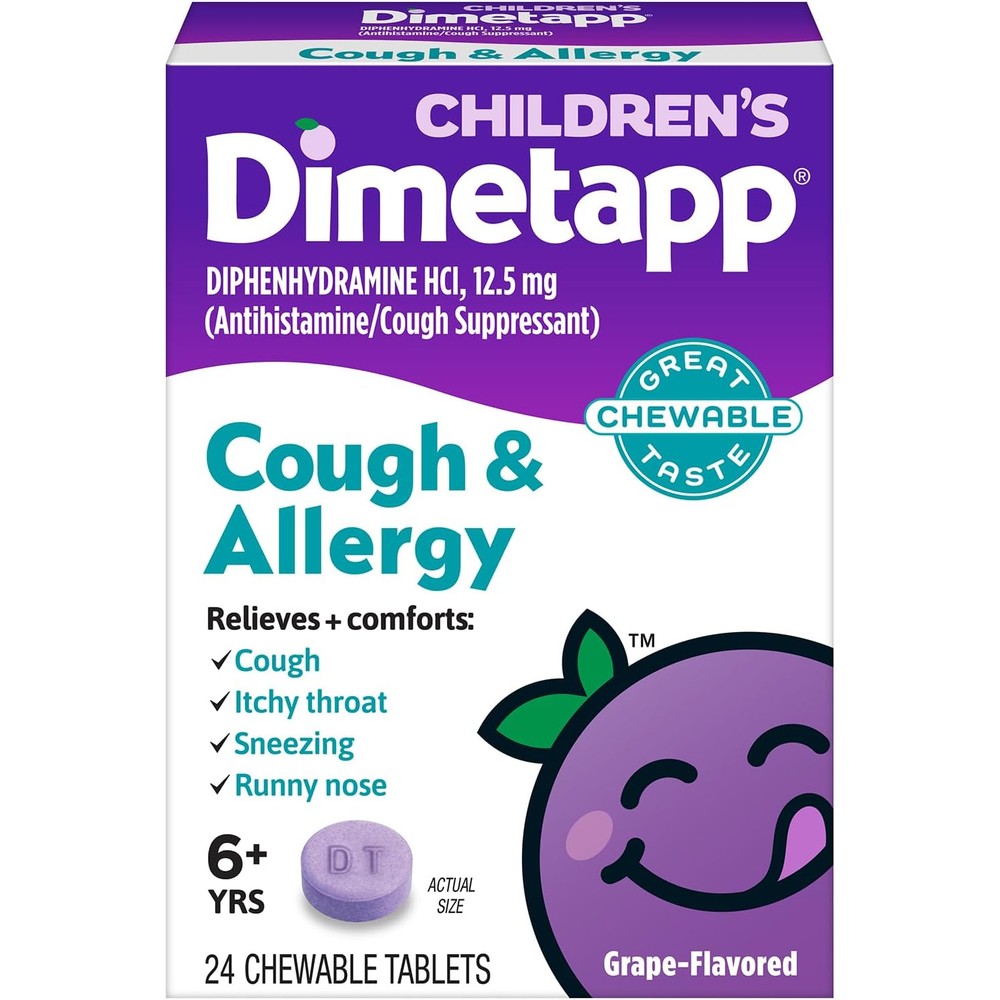 Dimetapp Childrens Fast Acting Chewable Cough and Allergy box front view