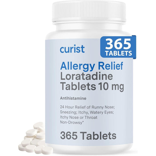 Curist Loratadine 10mg allergy medicine front view of the 365 count bottle