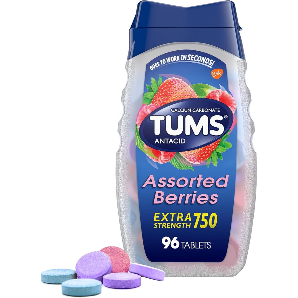 Tums Extra Strength Assorted Berries Antacid Tablets front view