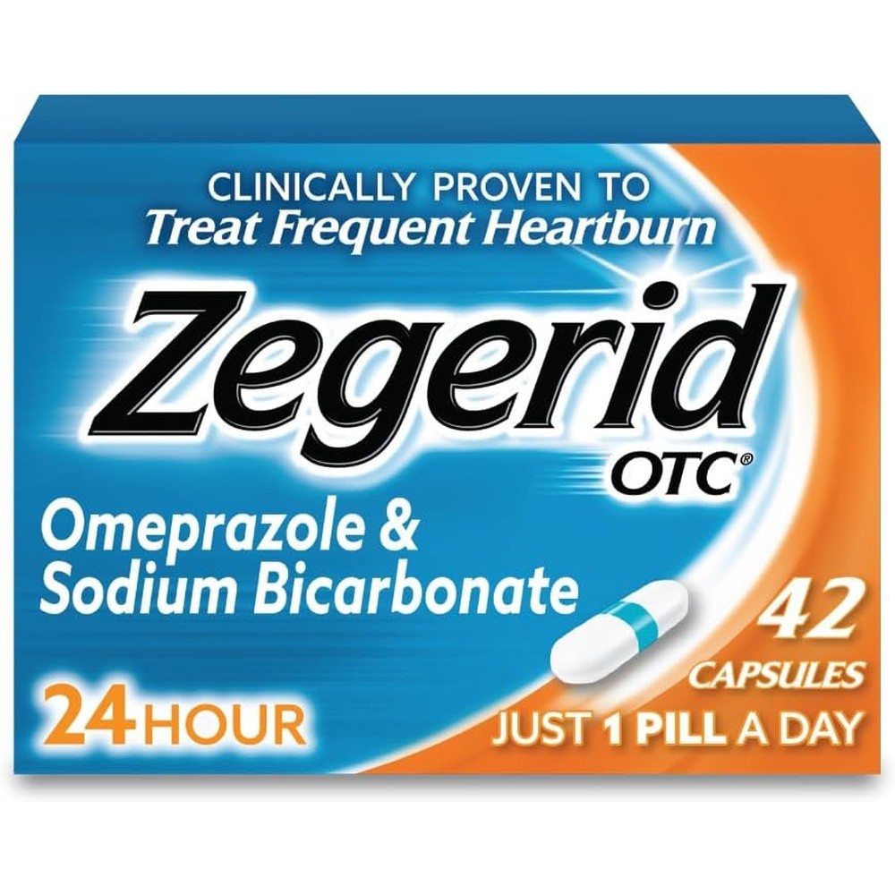Zegerid OTC 24-hour heartburn relief 42 capsules front view