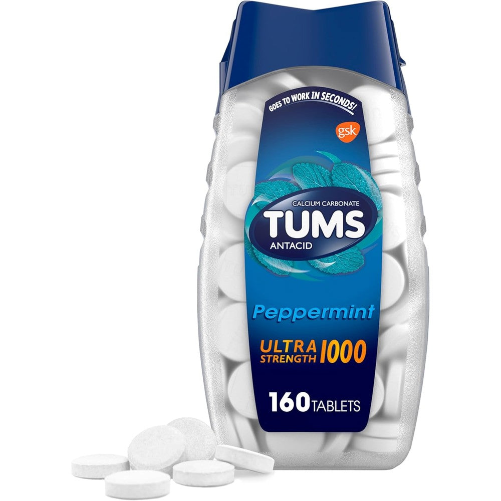Tums Ultra Strength Peppermint Antacid 160 Count Front View