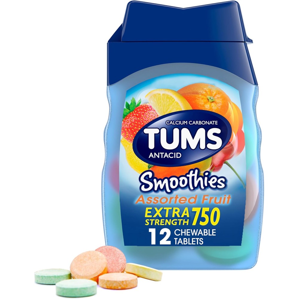 Tums Smoothies Extra Strength Antacid Tablets front view bottle