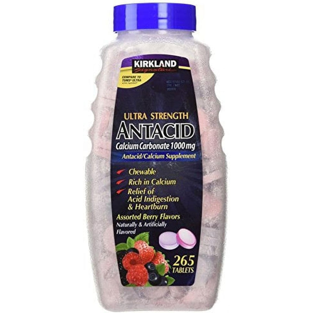 Kirkland Signature Ultra Strength Antacid 1000mg 265 count bottle front view