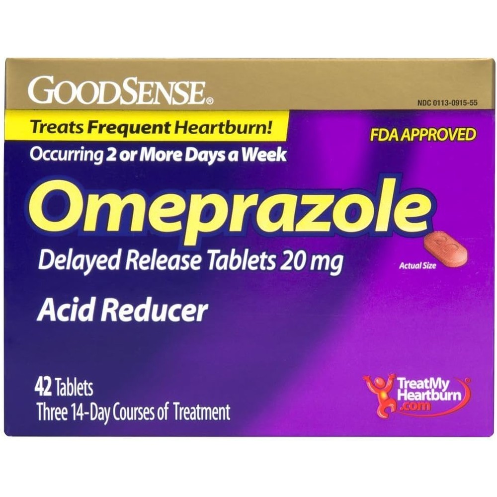 GoodSense Omeprazole Delayed Release Tablets 20mg bottle front view for acid relief