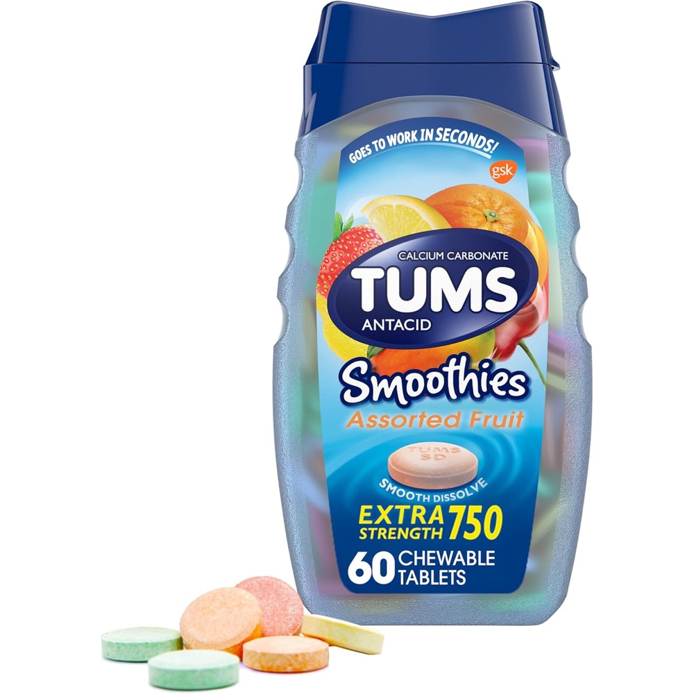 Tums Smoothies Extra Strength Antacid Chewable Tablets front view