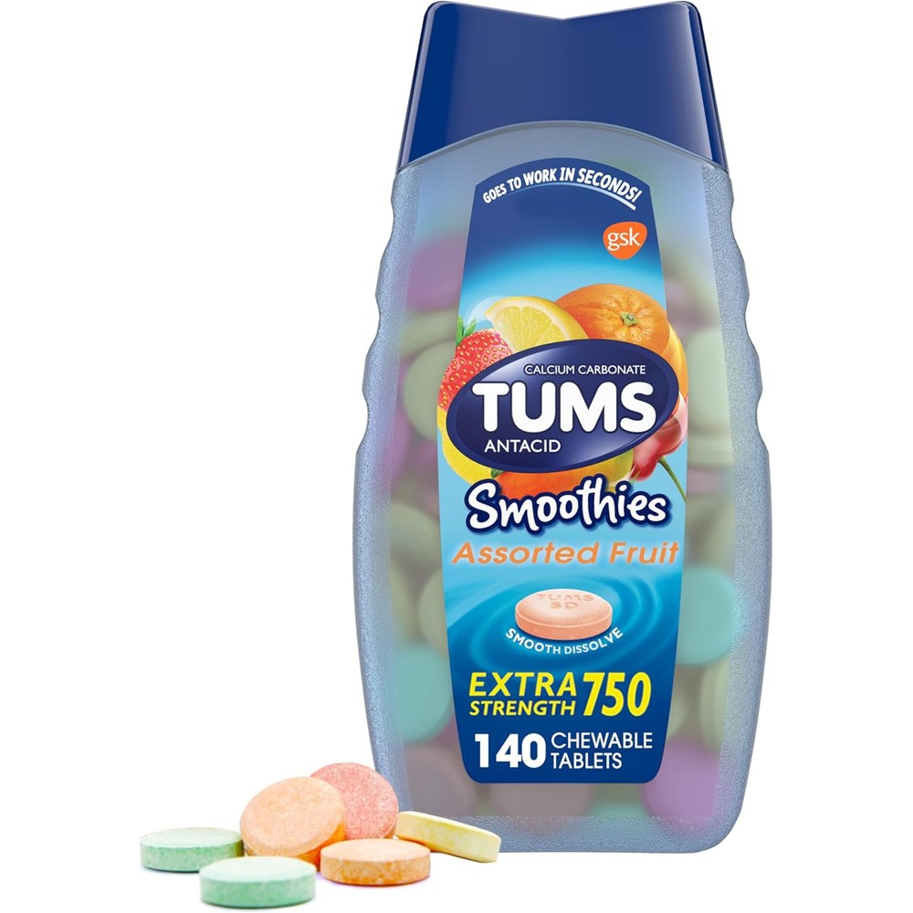 Tums Smoothies Extra Strength Antacid Tablets 140 count bottle front view