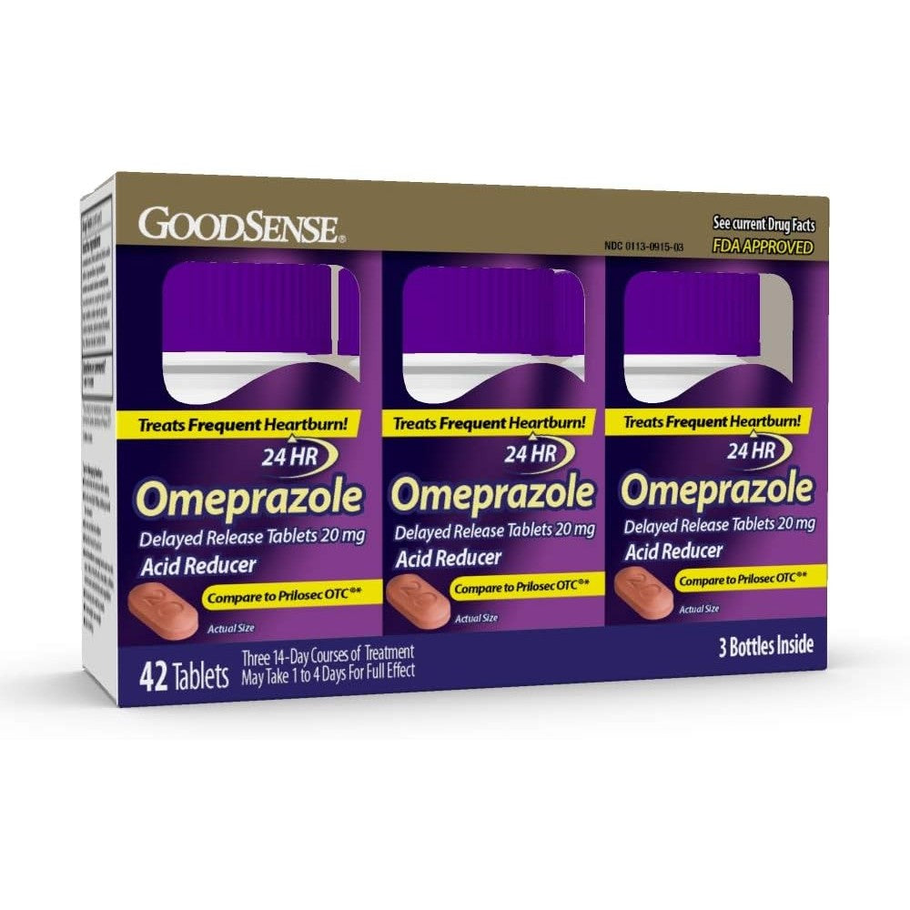 GoodSense Omeprazole 20mg Delayed Release Tablets front packaging view