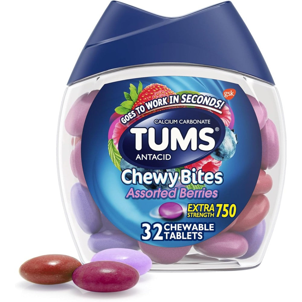 Tums Extra Strength Chewy Bites Assorted Berries front view