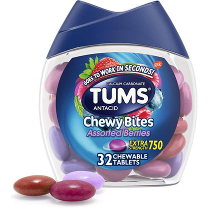 Tums Extra Strength Chewy Bites Assorted Berries front view