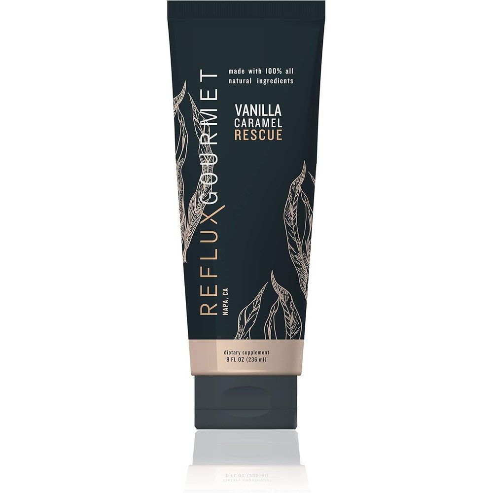 Reflux Gourmet Vanilla Caramel Rescue 8 fluid ounce tube front view