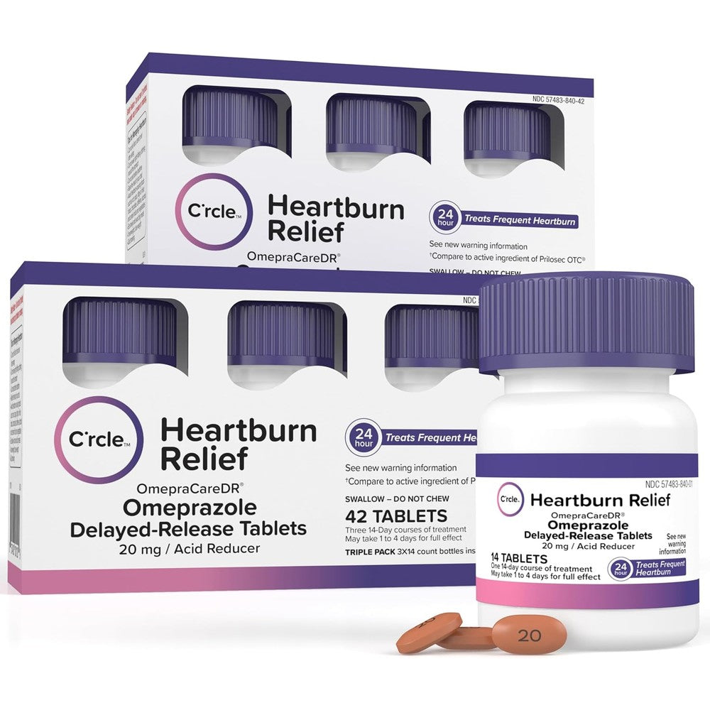 C'rcle Omeprazole 20mg heartburn relief front view