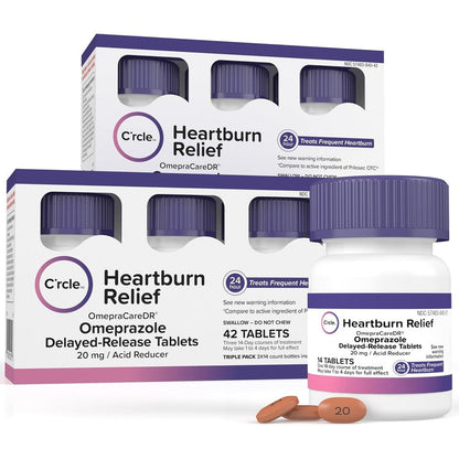 C'rcle Omeprazole 20mg heartburn relief front view