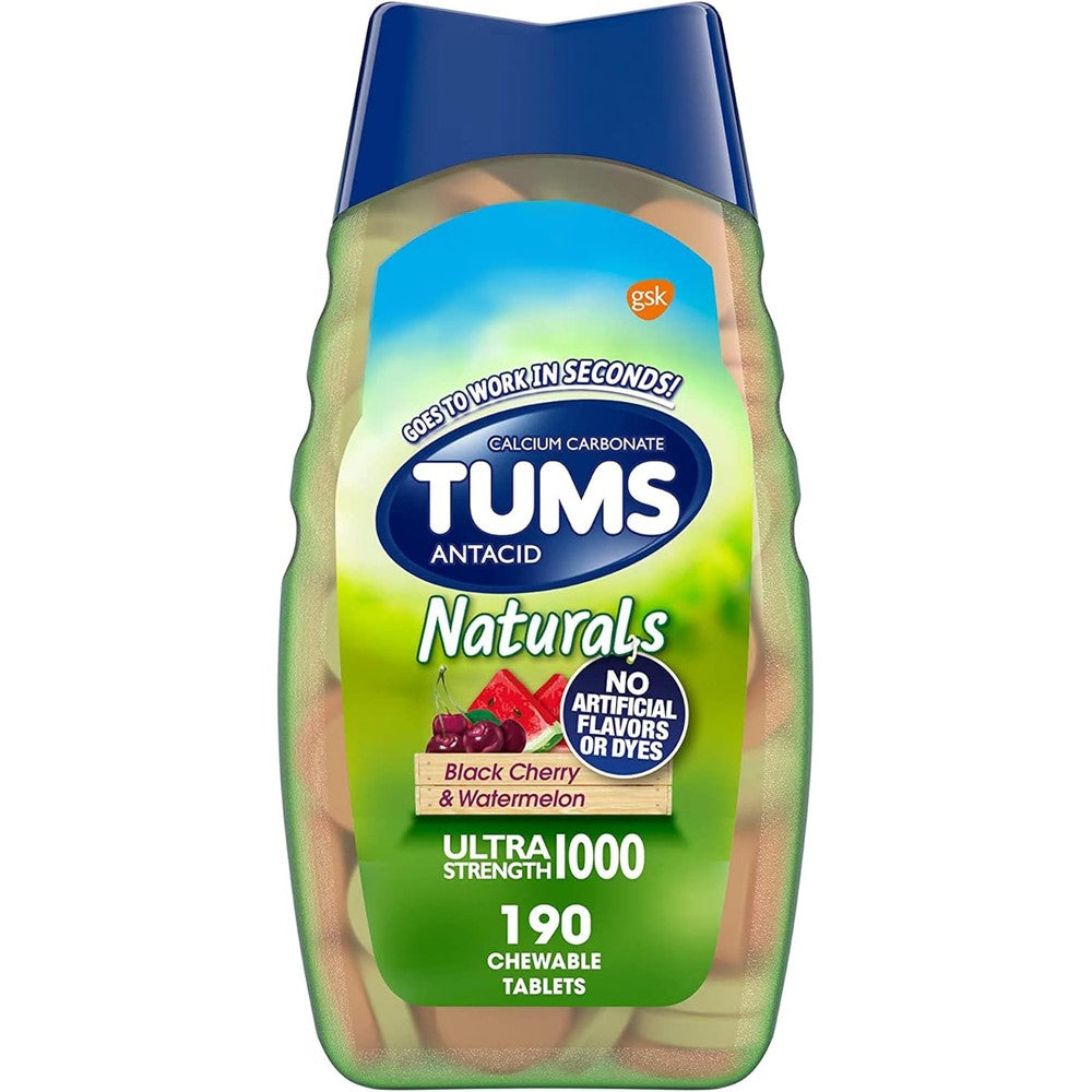 Tums Naturals Ultra Strength Antacid Chews front bottle view