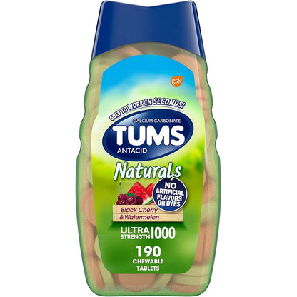 Tums Naturals Ultra Strength Antacid Chews front bottle view