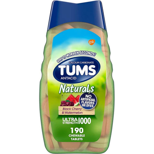 Tums Naturals Ultra Strength Antacid Chews front bottle view