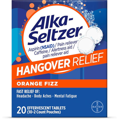Alka-Seltzer Hangover Relief effervescent tablets front view packaging