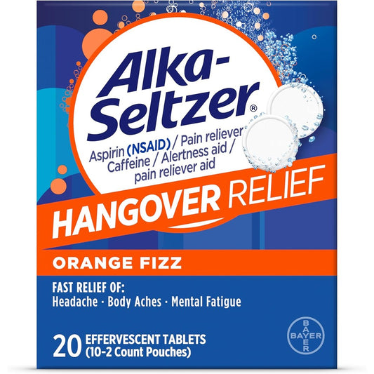 Alka-Seltzer Hangover Relief effervescent tablets front view packaging