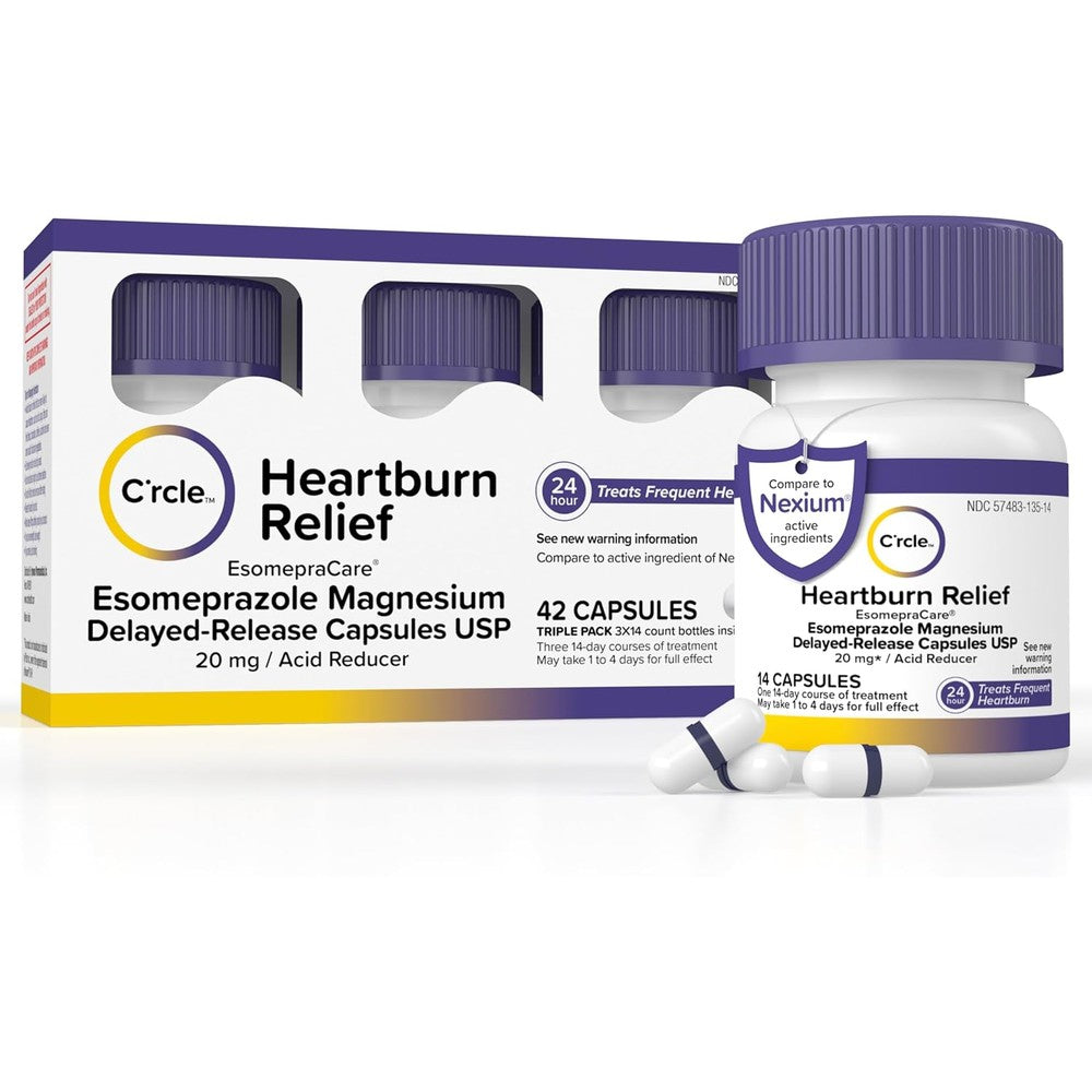 C'rcle Esomeprazole Magnesium 20mg capsules front view