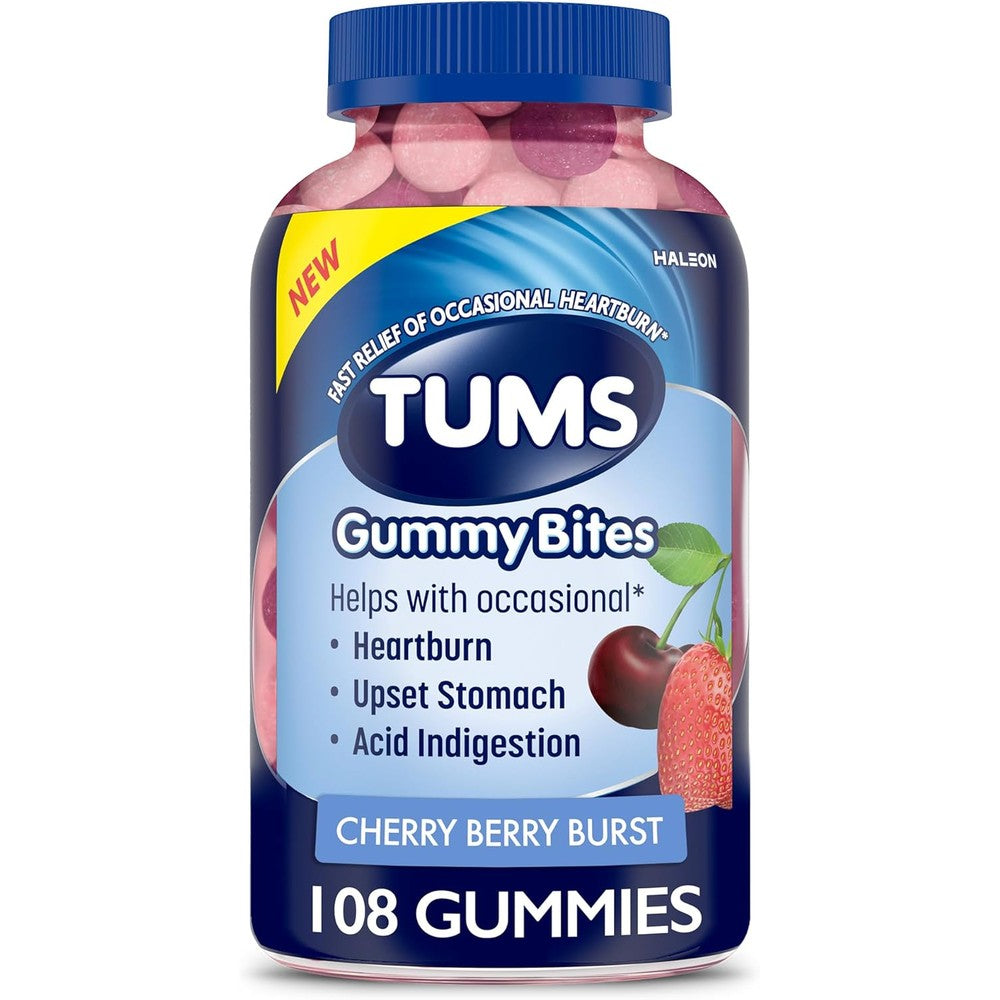 Tums Gummy Bites Cherry Berry Burst bottle front view