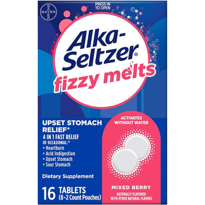 Alka-Seltzer Fizzy Melts Mixed Berry front view package