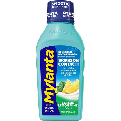 Mylanta Heartburn And Gas Relief Liquid Antacid Classic Flavor 12 Fluid Ounce Bottle - Image 1