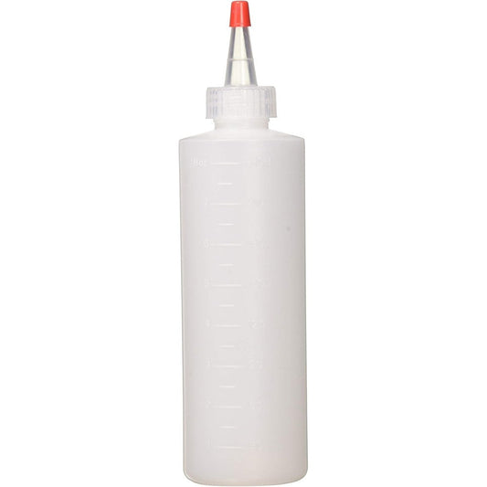 Soft 'N Style 8 fluid ounce applicator bottle front view with yorker tip.