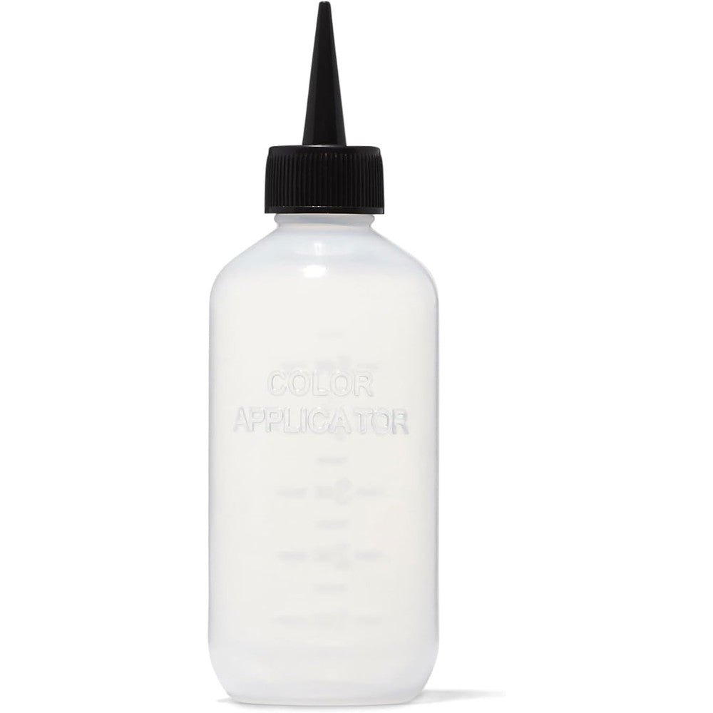 Salon Care Narrow Tip Applicator Bottle front view with measuring scale