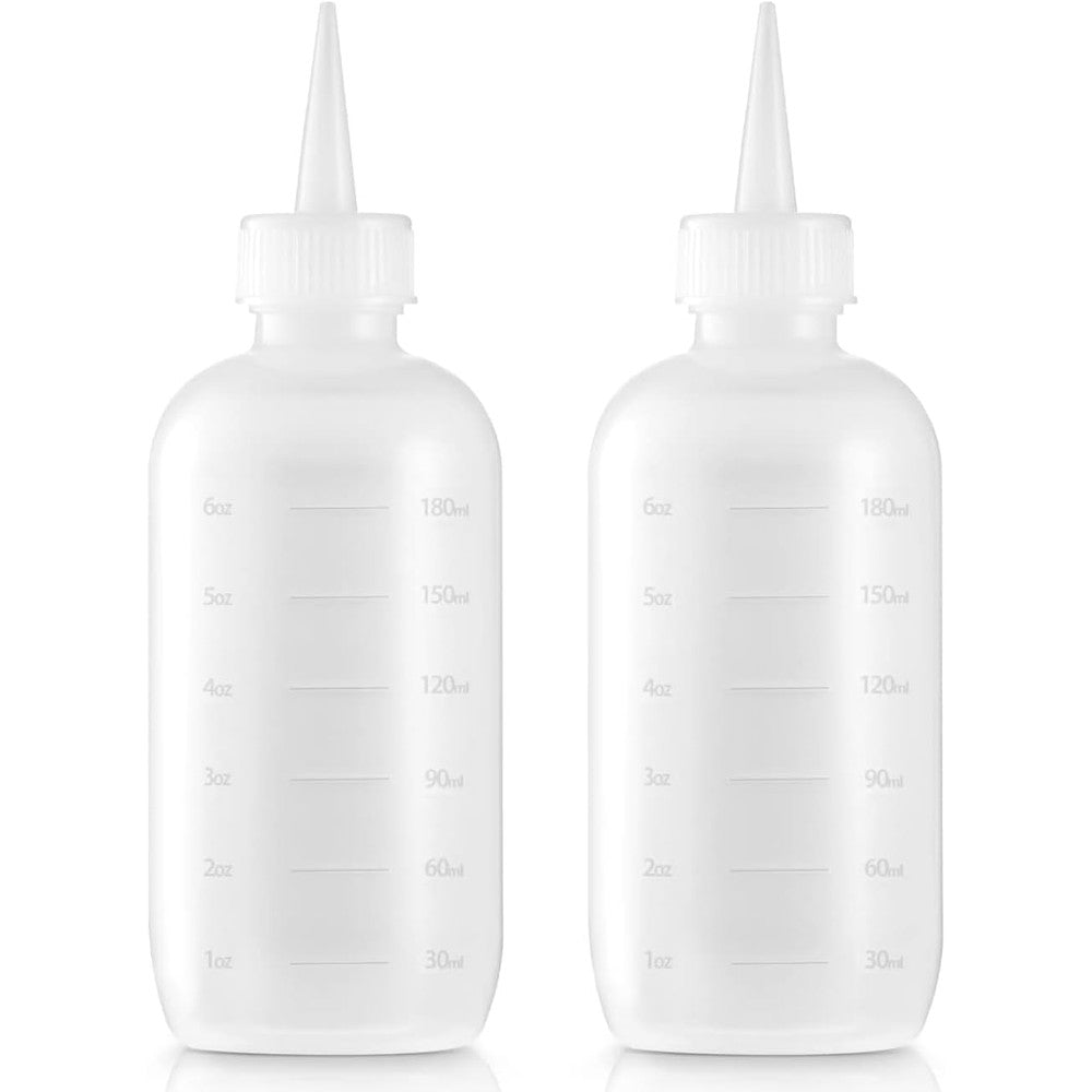 Bar5F Hair Color Bottle Applicator 2 pack front view showing translucent squeeze plastic and precision tip nozzle