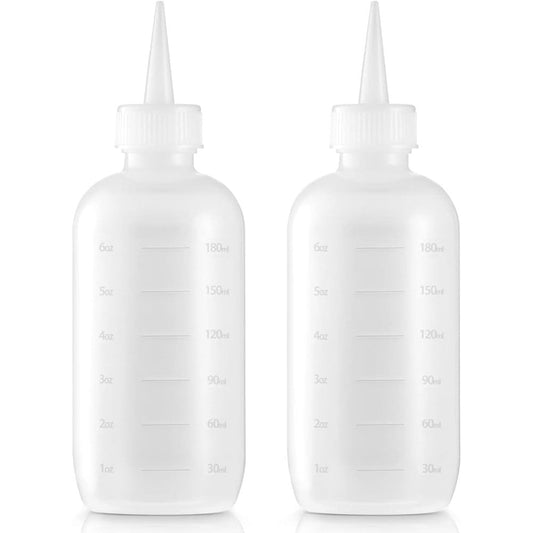 Bar5F Hair Color Bottle Applicator 2 pack front view showing translucent squeeze plastic and precision tip nozzle