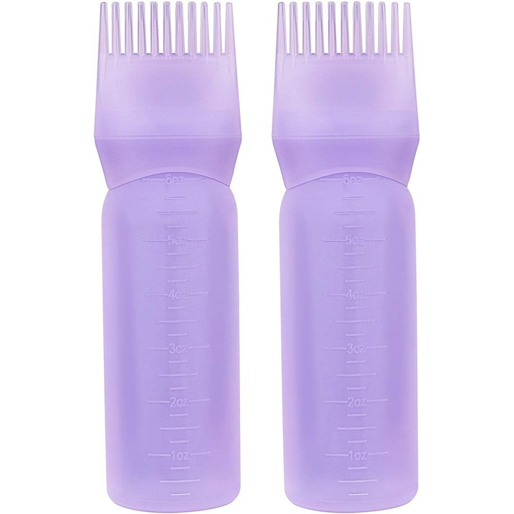 Yebeauty Root Comb Applicator Bottle front view showing purple plastic body and scale