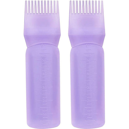 Yebeauty Root Comb Applicator Bottle front view showing purple plastic body and scale