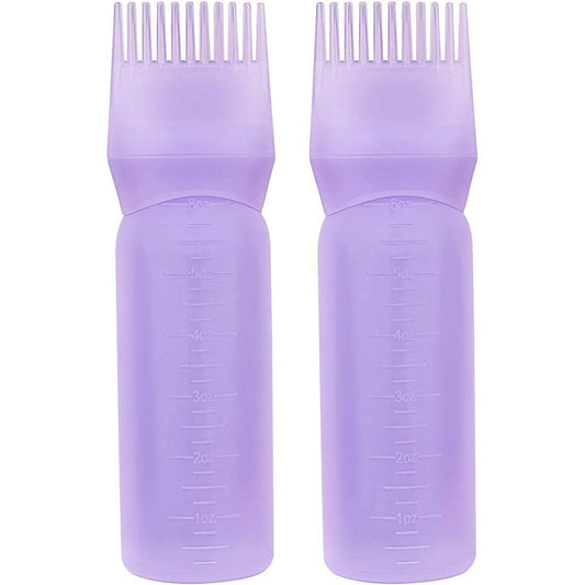 Yebeauty Root Comb Applicator Bottle front view showing purple plastic body and scale