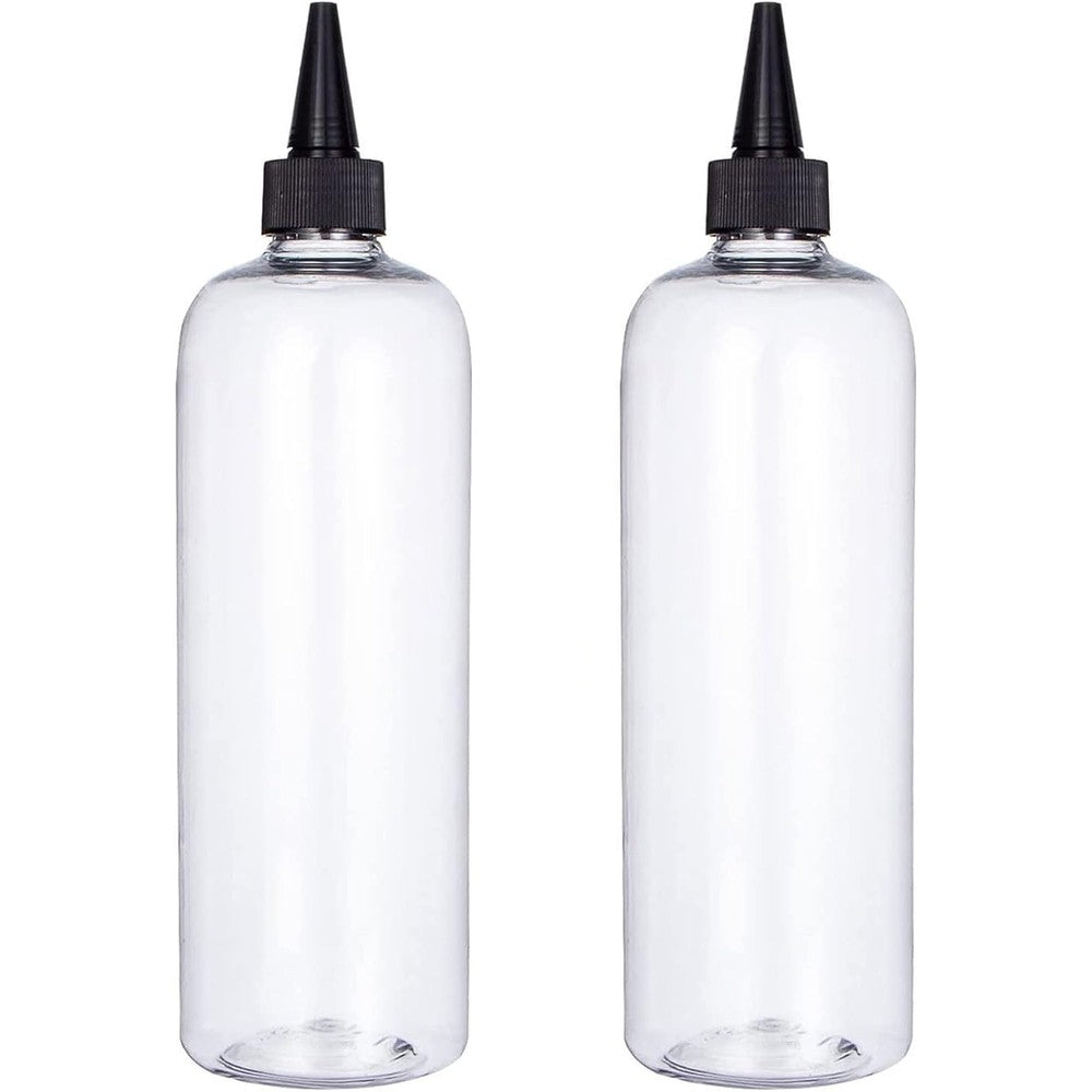Sdoot hair color applicator bottle front view showing clear plastic body and black twist top cap