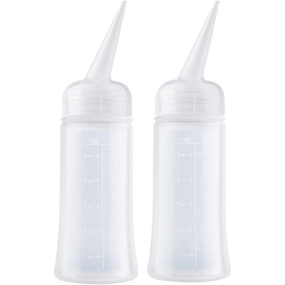 Driew hair applicator bottle front view showing translucent scale markings
