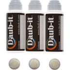 Racquet Art Daub-It empty applicator bottles front view showing three-pack setup.