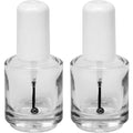 Karlash Premium Empty Nail Polish Bottle Clear 2 Piece set front view showcasing white cap and clear glass container.