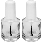 Karlash Premium Empty Nail Polish Bottle Clear 2 Piece set front view showcasing white cap and clear glass container.