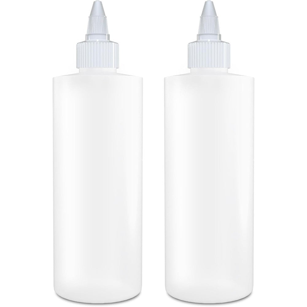 BRIGHTFROM twist top applicator bottles front view showing the pack of two clear squeeze containers