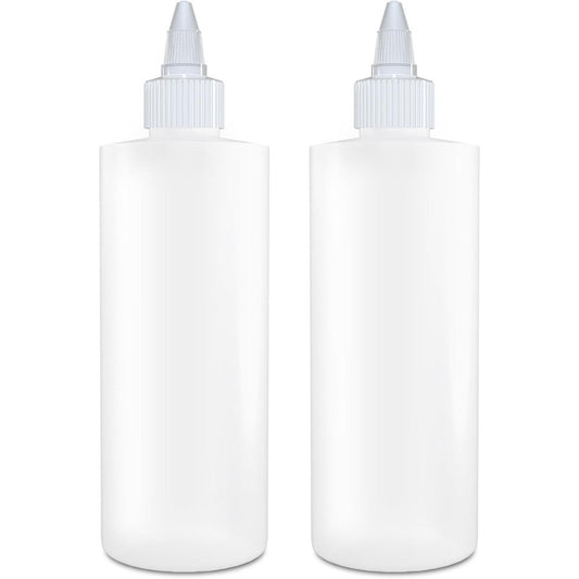 BRIGHTFROM twist top applicator bottles front view showing the pack of two clear squeeze containers