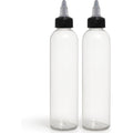 BRIGHTFROM twist top applicator bottles front view showing crystal clear empty body and black nozzles