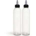 BRIGHTFROM twist top applicator bottles front view showing crystal clear empty body and black nozzles