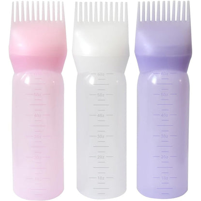 YANTAISIYU root comb applicator bottle set front view featuring three colorful hair oiling bottles