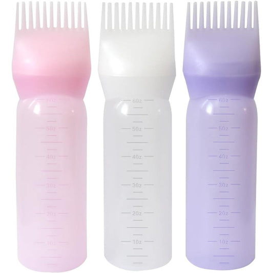 YANTAISIYU root comb applicator bottle set front view featuring three colorful hair oiling bottles