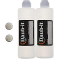 Racquet Art Daub-it empty applicator bottles front view showing the clear high density polyethylene design and secure caps.