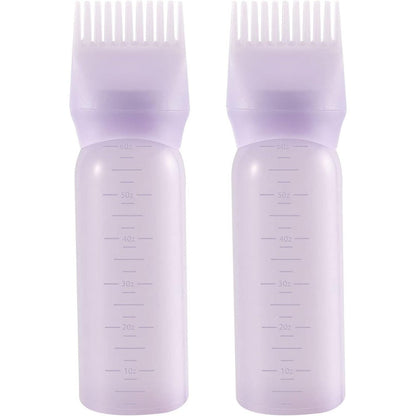 Pimoys root comb applicator bottle front view showing purple scale markings