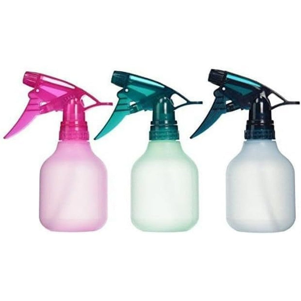 Tolco Frosted Fashion empty spray bottles three pack front view showing assorted pastel colors with Model 300 trigger sprayers.