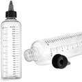 Lurrose hair color applicator bottle front view displaying the clear plastic squeeze body and calibrated measurement lines.