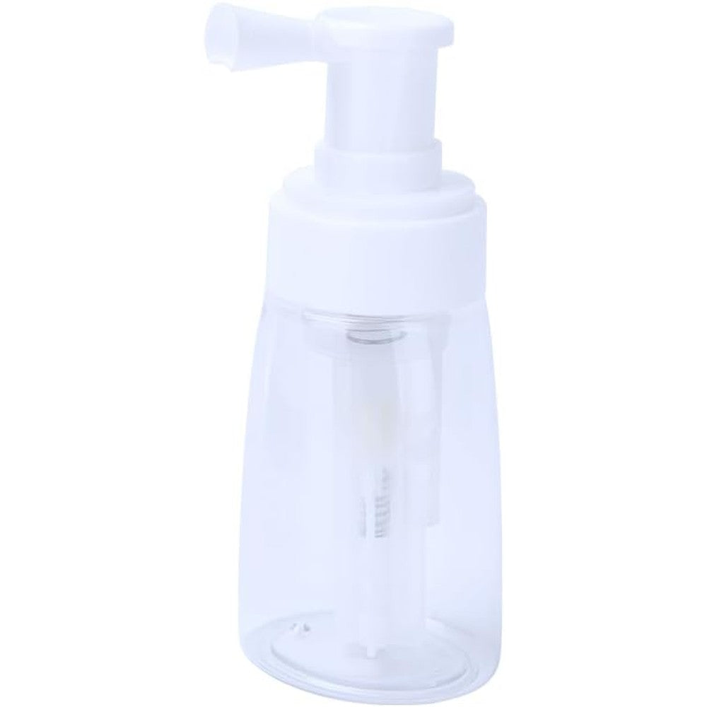 Generic barber powder bottle spray front view clear refillable talc applicator