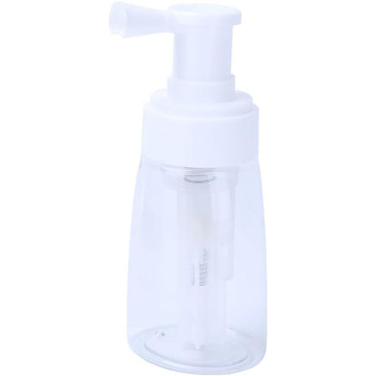 Generic barber powder bottle spray front view clear refillable talc applicator